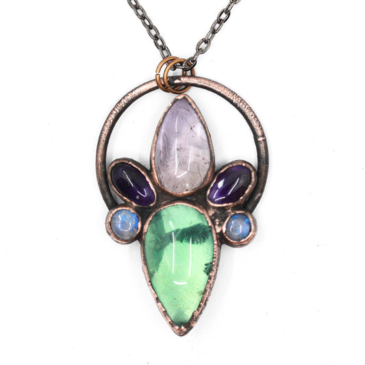 Fluorite, Amethyst & Moonstone Necklace