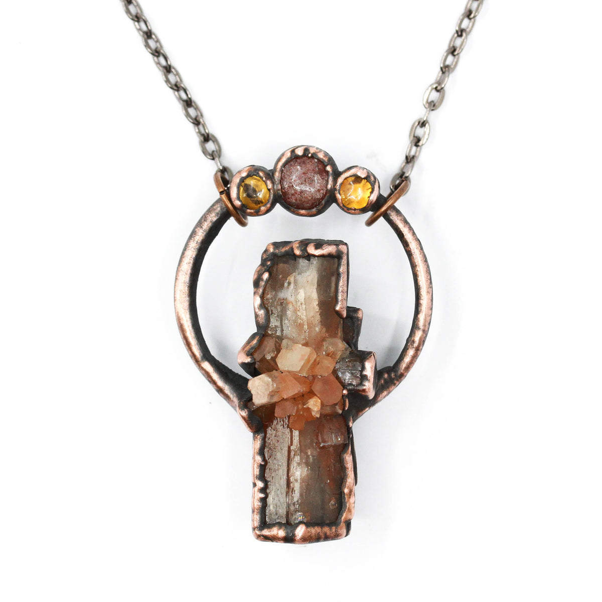 Aragonite, Strawberry Quartz & Citrine Necklace