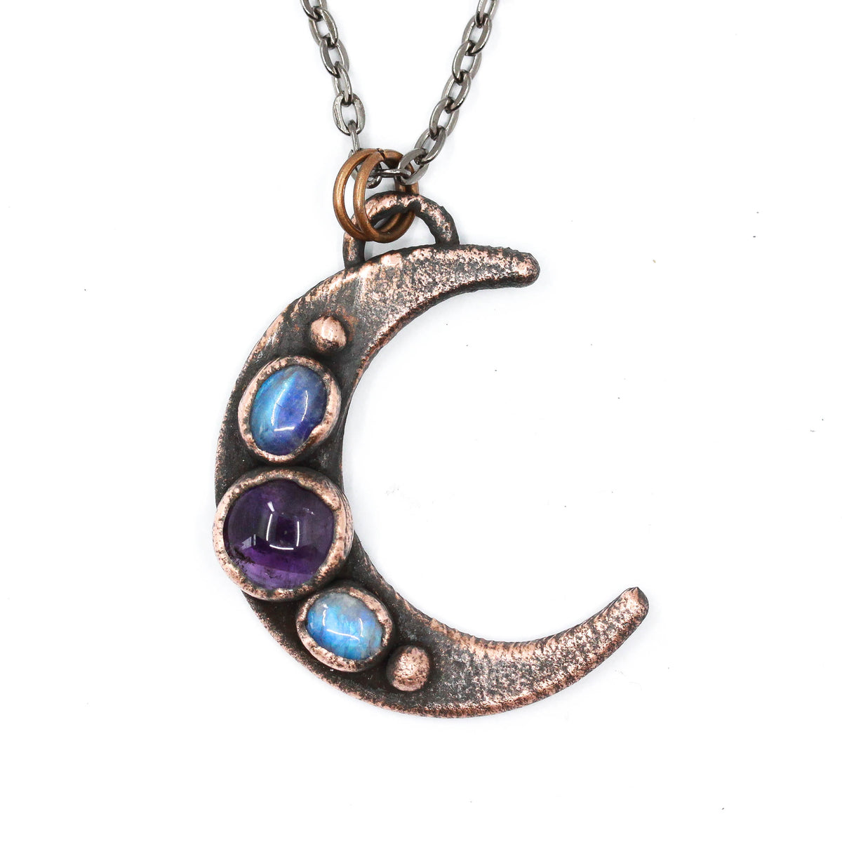 Moonstone & Amethyst Moon Necklace
