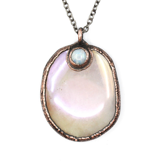 Aura Rose Quartz & Moonstone Palmstone Necklace