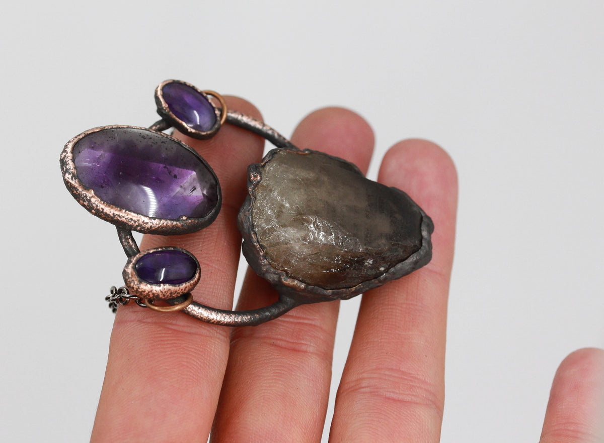 Smoky Quartz & Amethyst Necklace