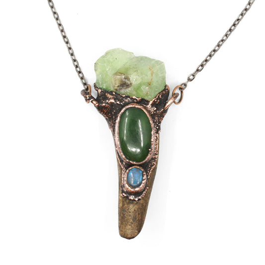 Deer Antler, Calcite & Serpentine Necklace