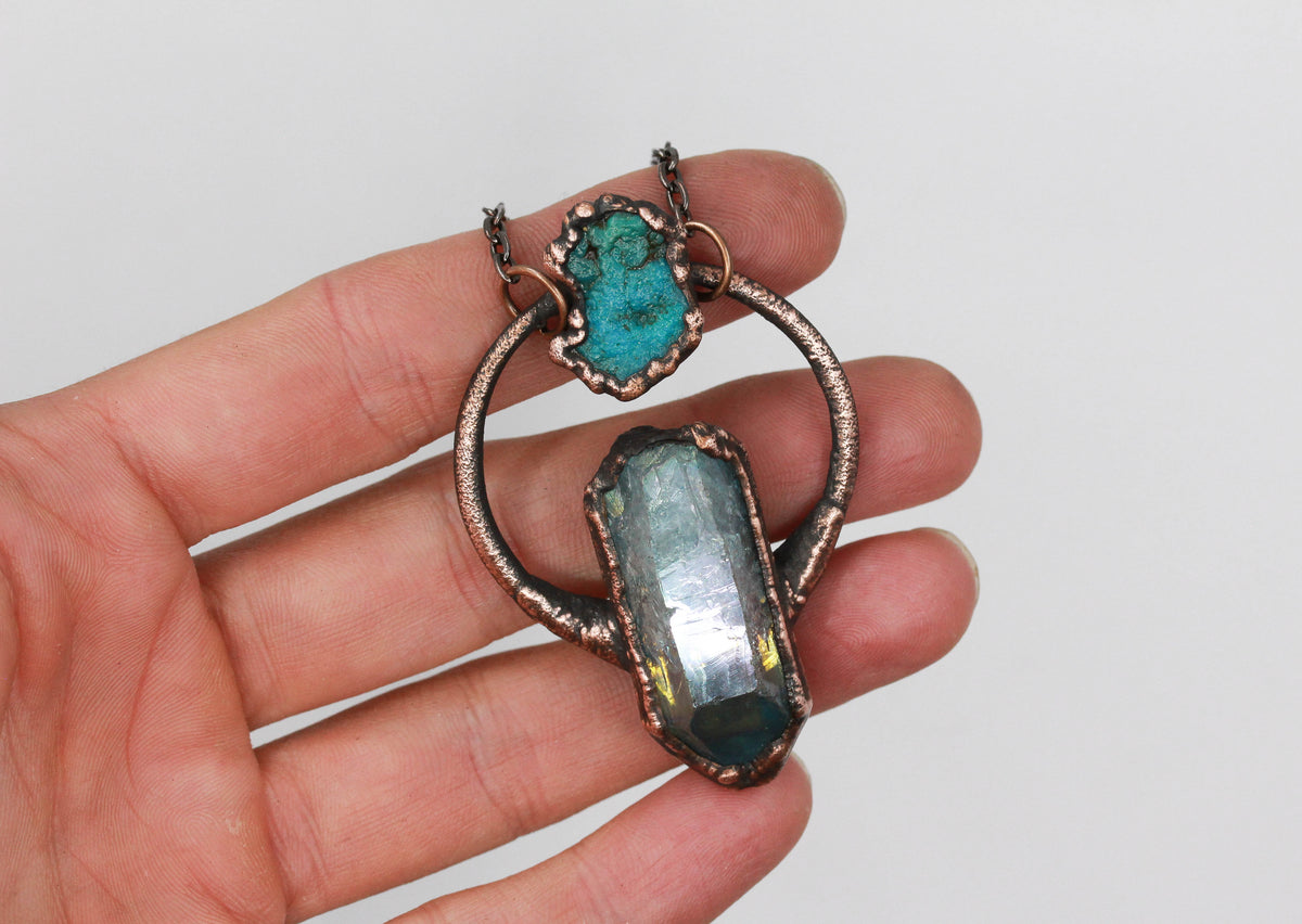 Aqua Aura Quartz & Turquoise Necklace
