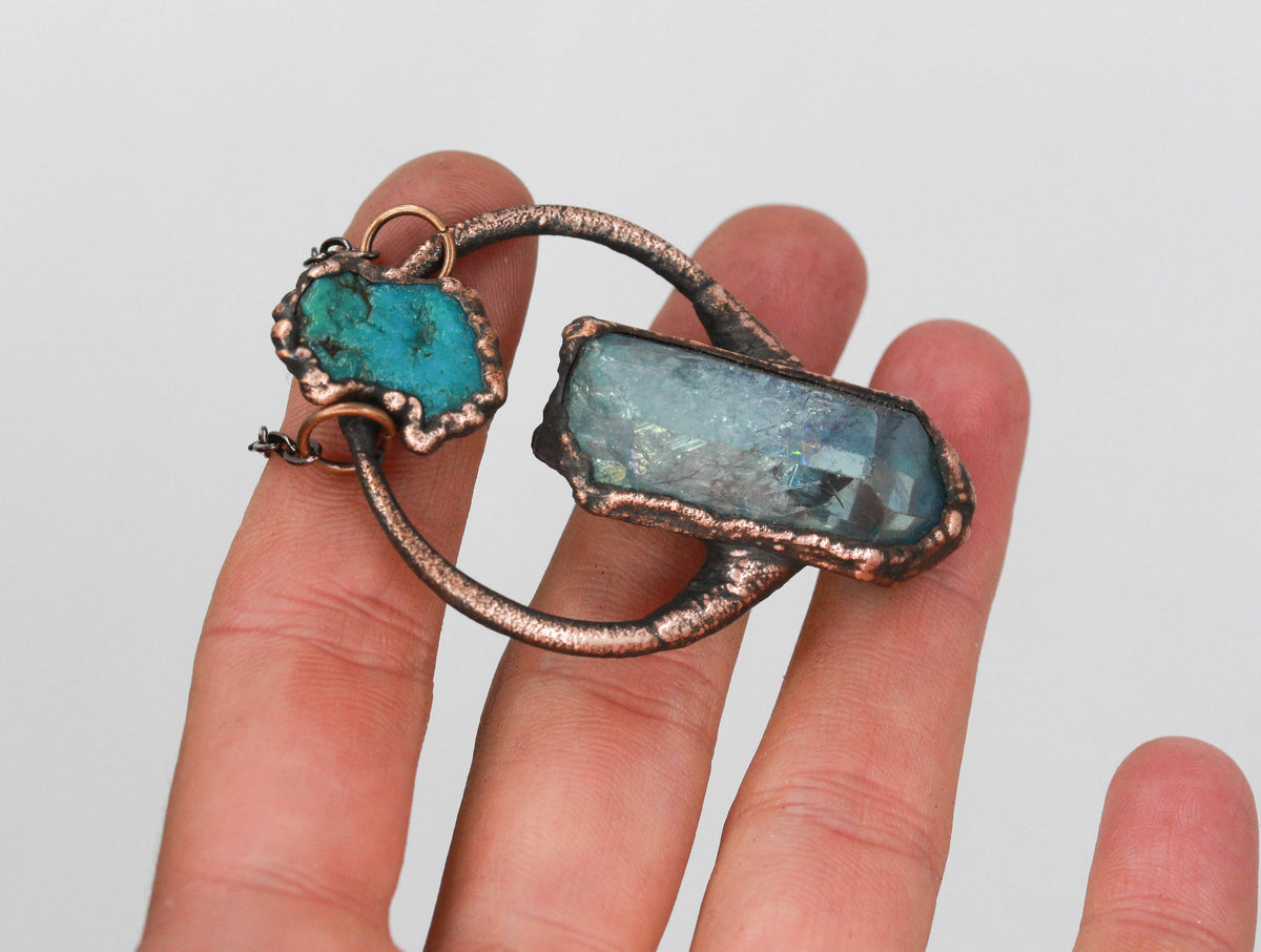 Aqua Aura Quartz & Turquoise Necklace