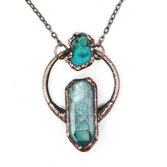 Aqua Aura Quartz & Turquoise Necklace