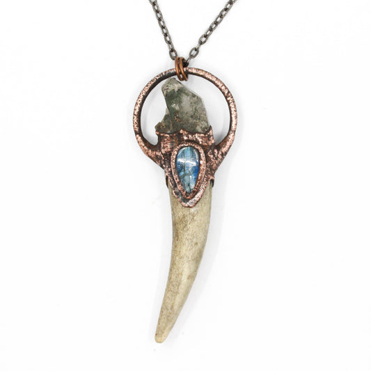 Deer Antler, Chlorite Quartz & Kyanite Necklace