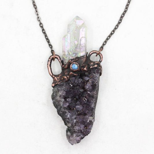 Amethyst & Angel Aura Quartz Necklace