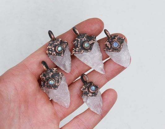 Rose Quartz & Moonstone Arrowhead
