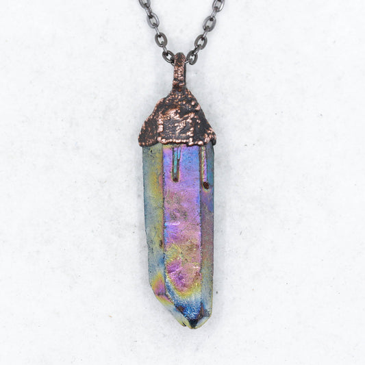 Titanium Aura Quartz Point Necklace