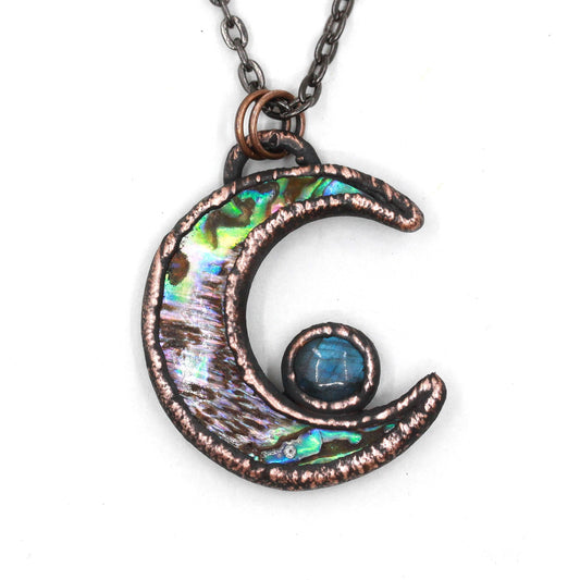 Abalone Shell & Labradorite Moon Necklace