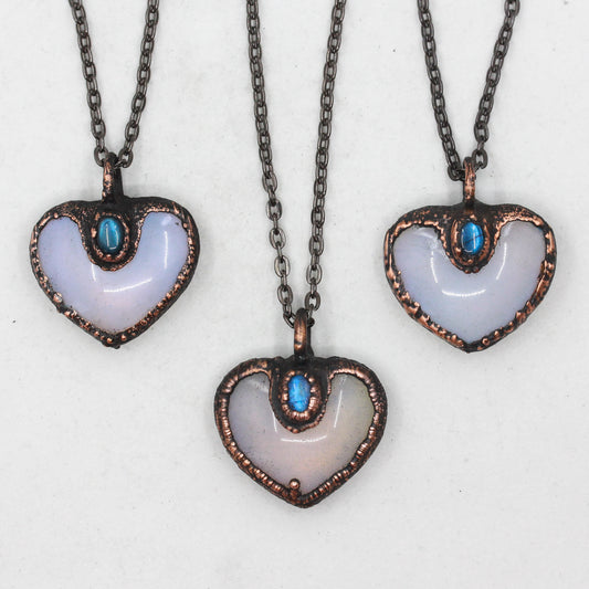Opalite & Labradorite Heart Necklace
